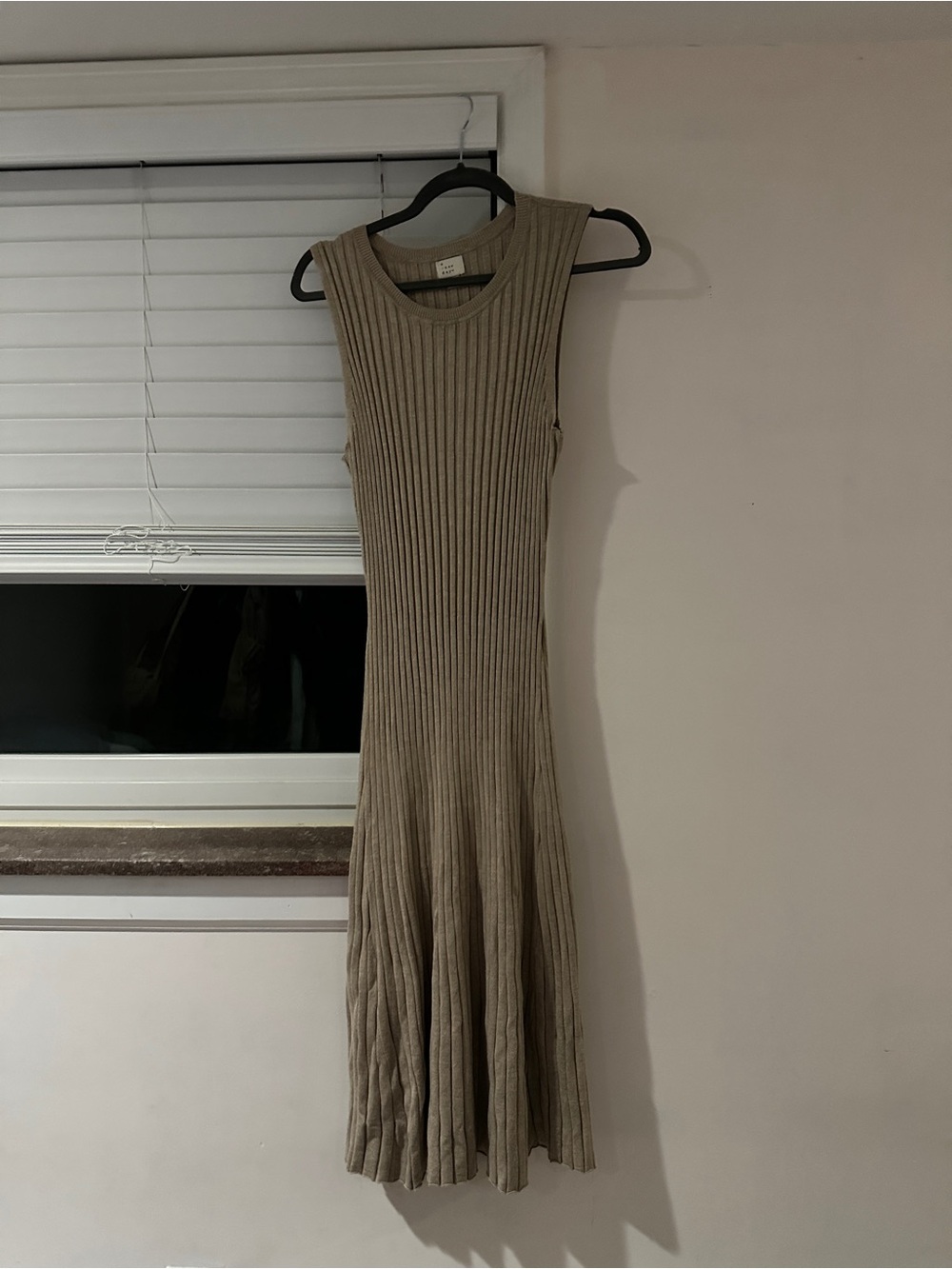 A New Day Sleeveless Ribbed Knit Midi Dress - Taupe